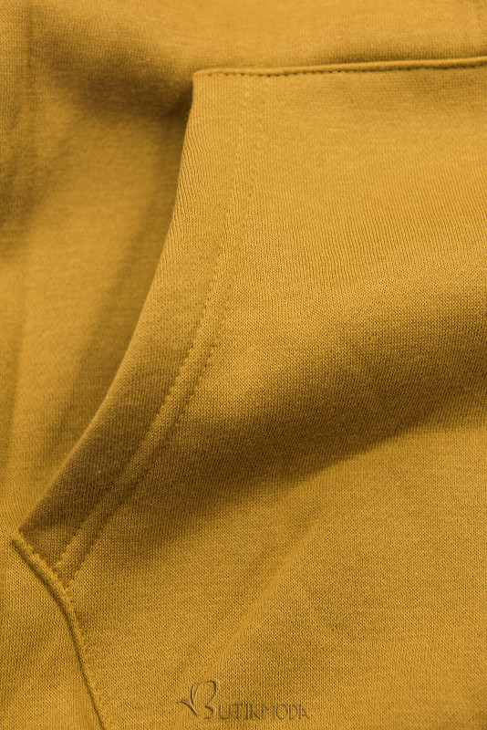 Mustard-yellow sweatshirt dress with velvet details
