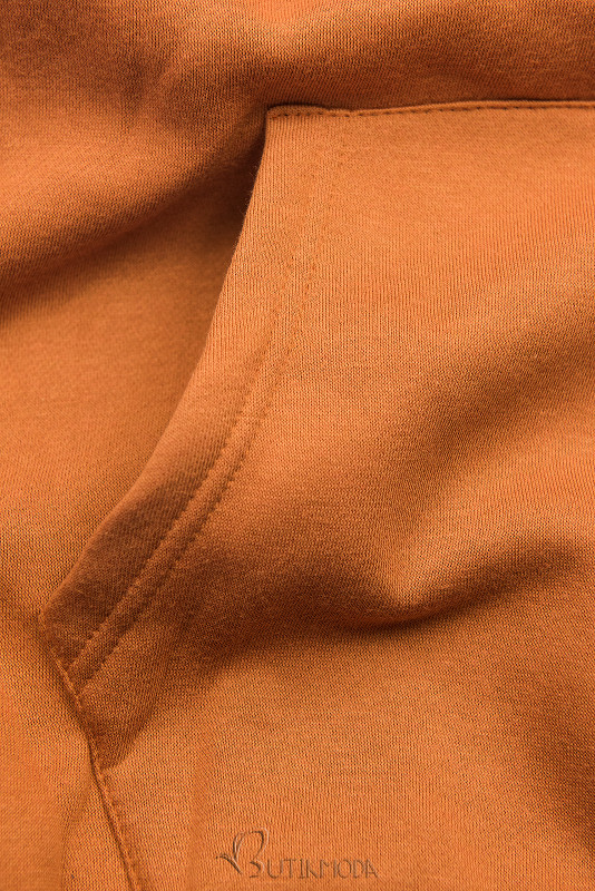 Cinnamon-brown sweatshirt dress with velvet details