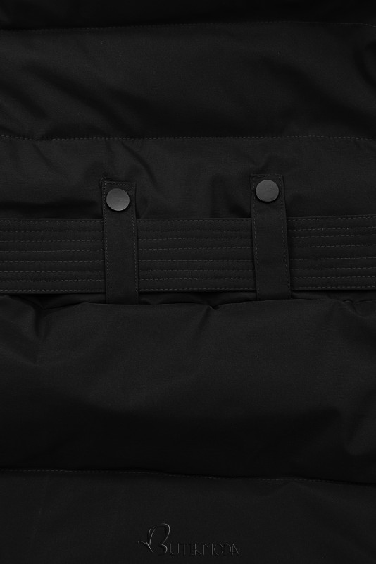 Black winter jacket with belt