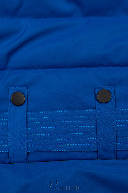 Cobalt blue winter jacket with belt