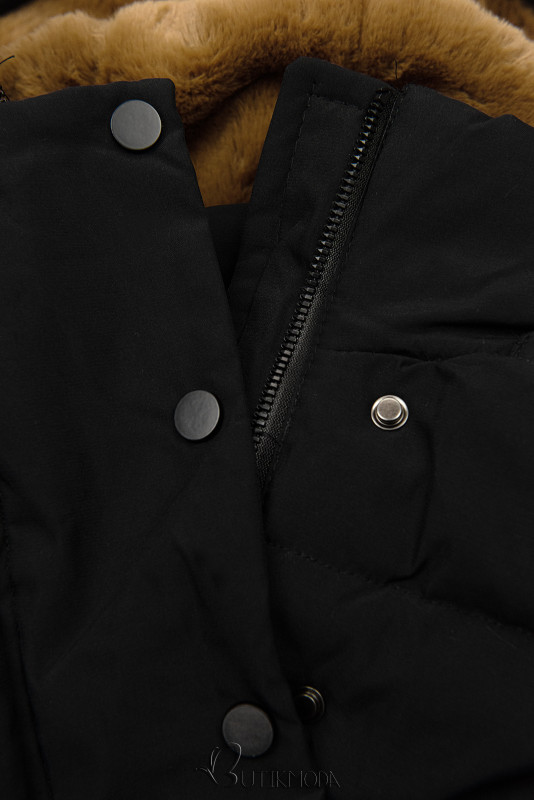 Black winter jacket with belt