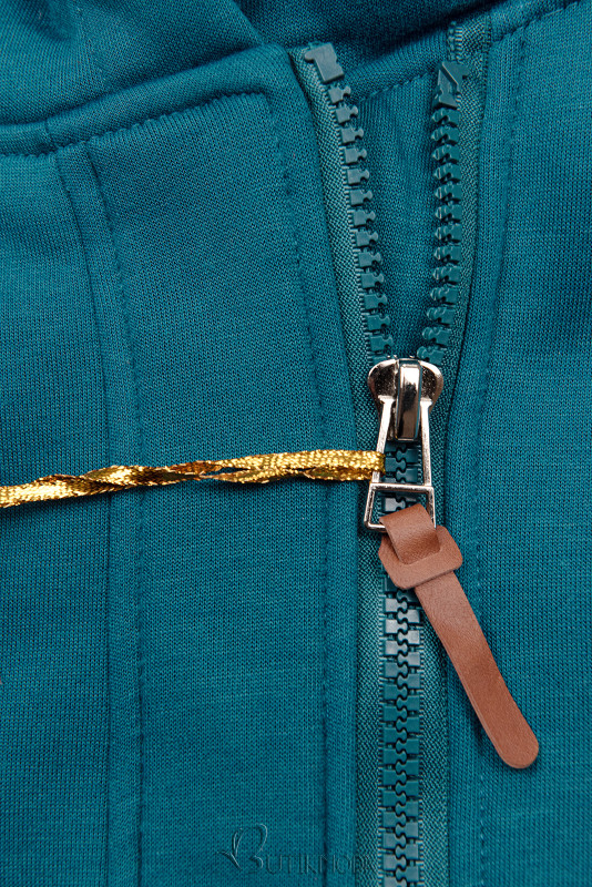 Turquoise blue asymmetric hoodie