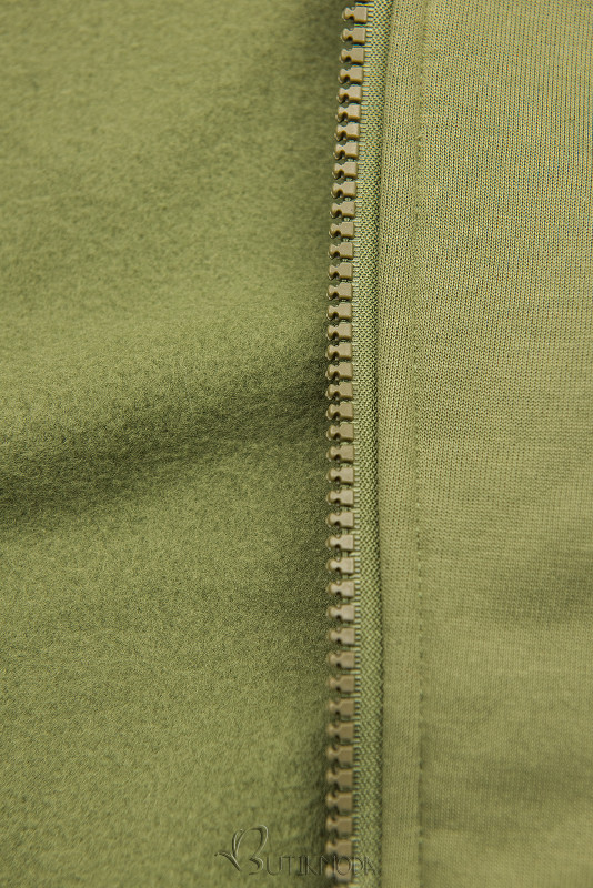 Army green elongated hoodie with quilted details