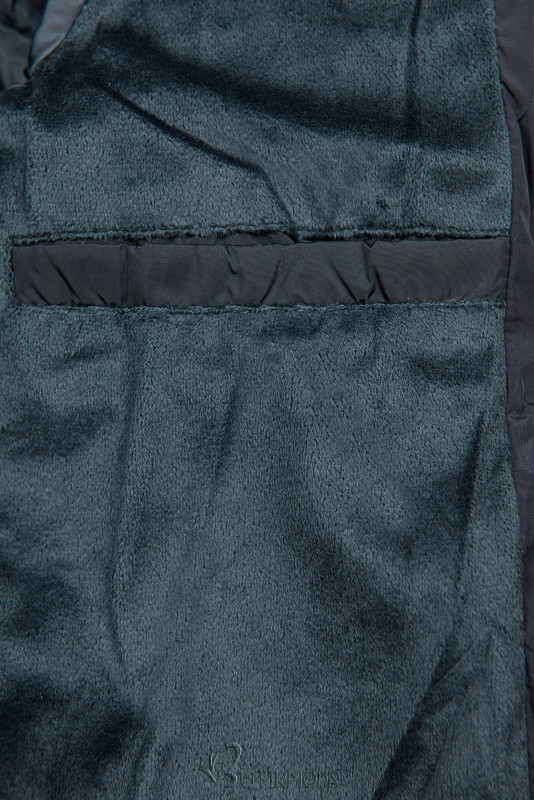Dark blue winter jacket with a high collar