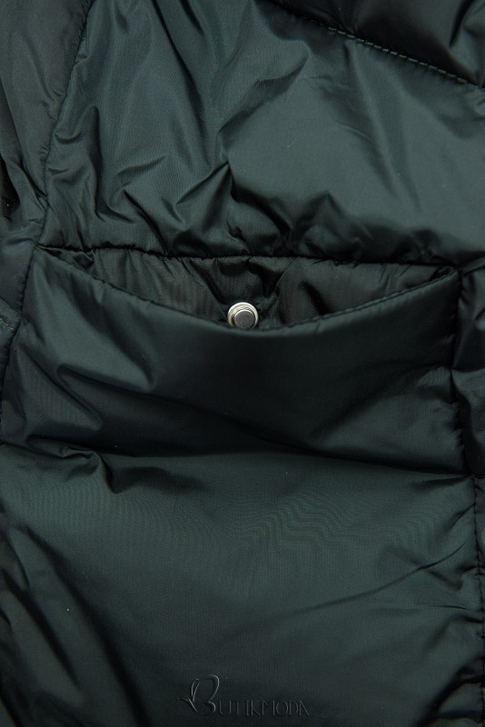 Dark green winter jacket with a high collar