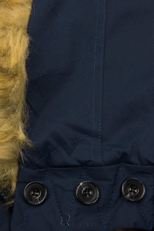 Navy winter parka with high collar