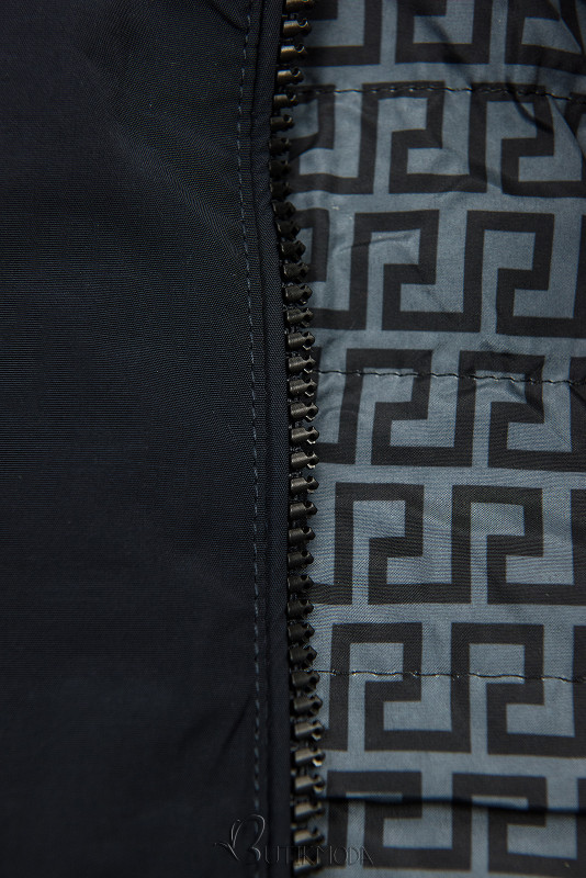 Reversible mid-season parka jacket navy/gray