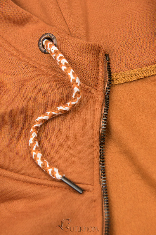 Basic elongated hoodie in terakota