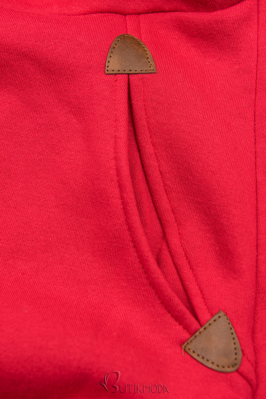 Basic elongated hoodie in red