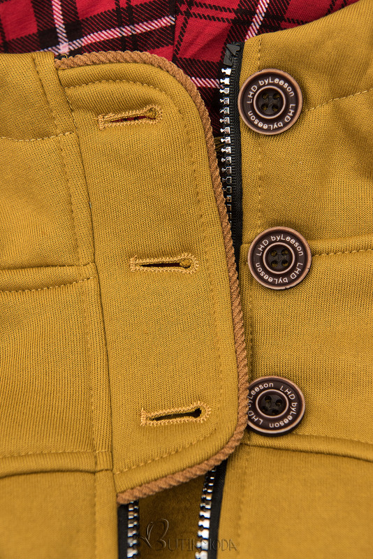 Mustard yellow hoodie with drawstring belt