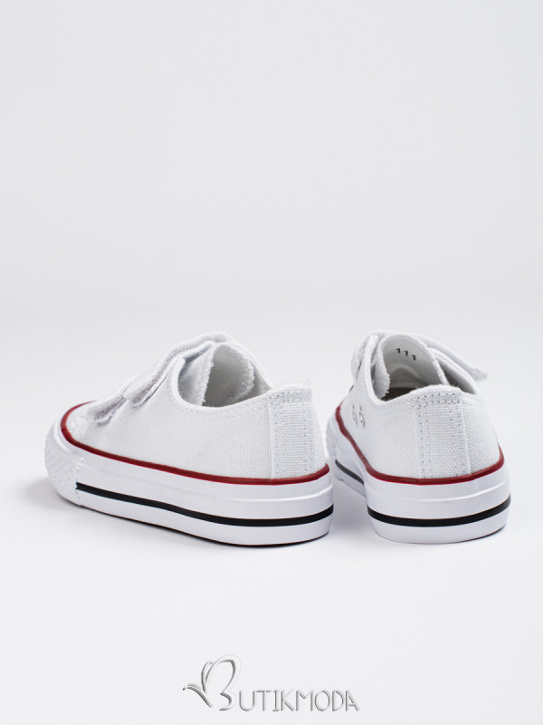 White children's sneakers with velcro