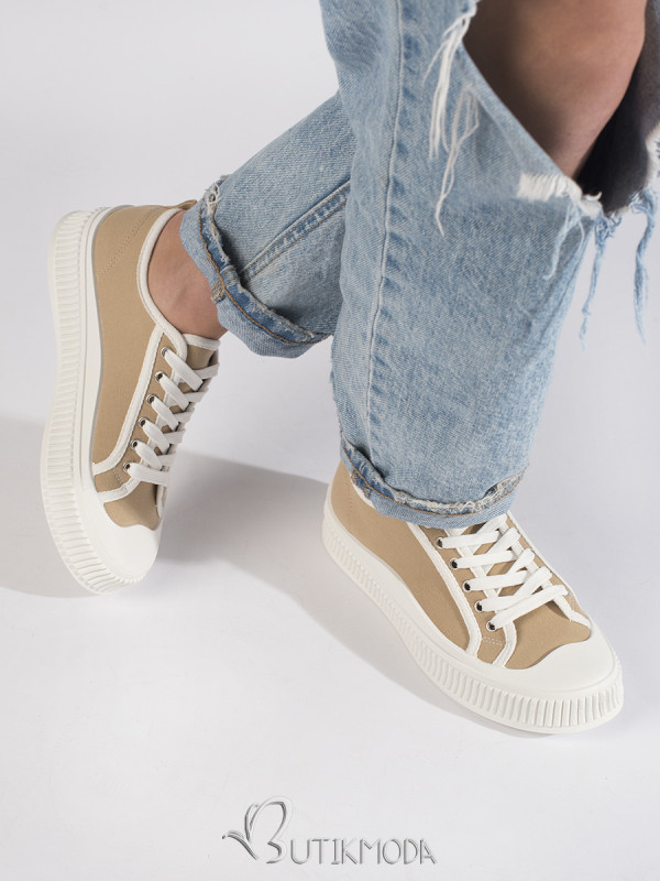 Beige Women's Platform Sneakers