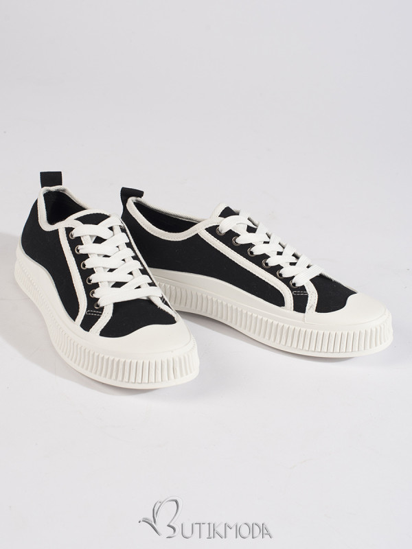 Women's Black and White Platform Sneakers