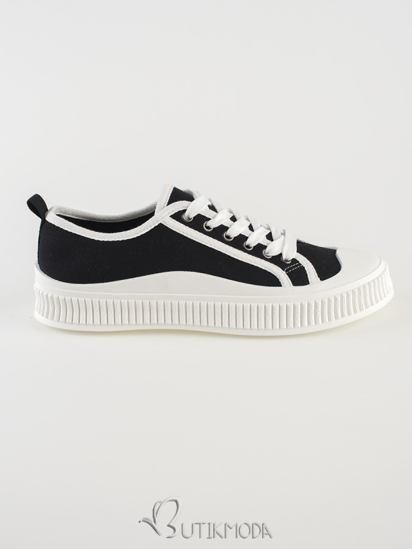 Women's Black and White Platform Sneakers