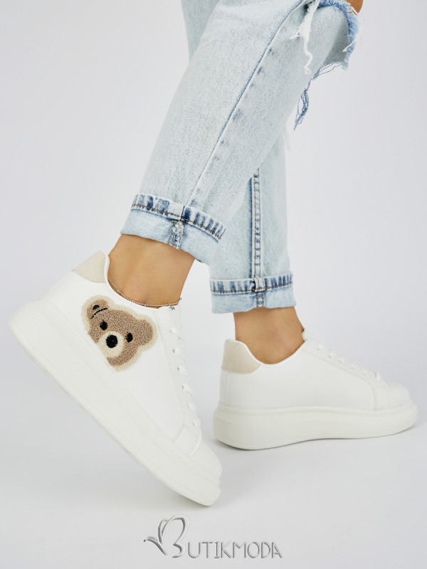 White Women's Sporty Sneakers with Plush