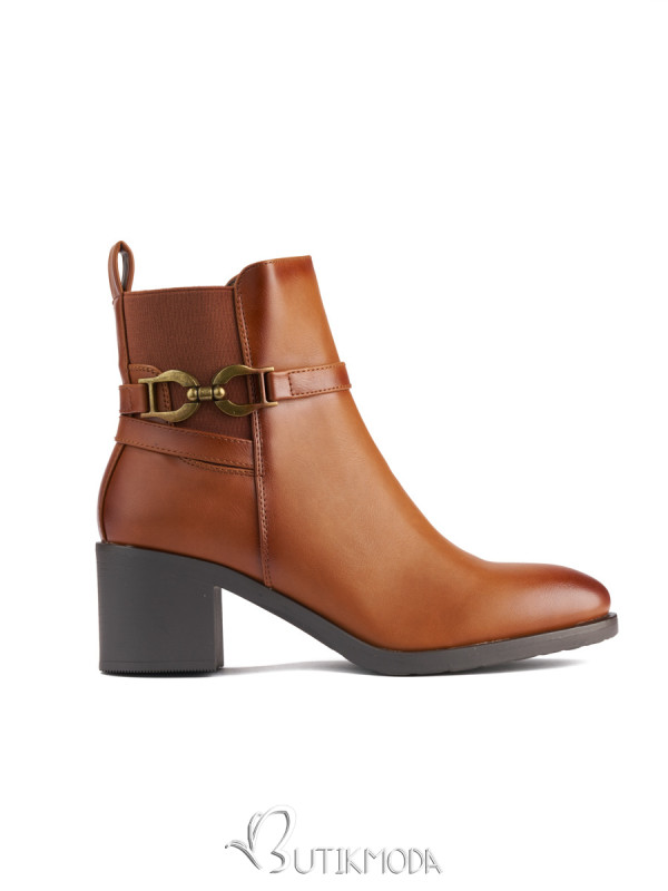 Brown Women's Ankle Boots with Block Heel