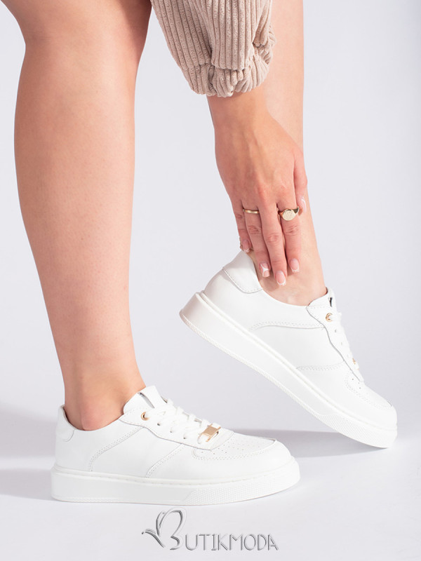 White Women's Leather Sports Shoes