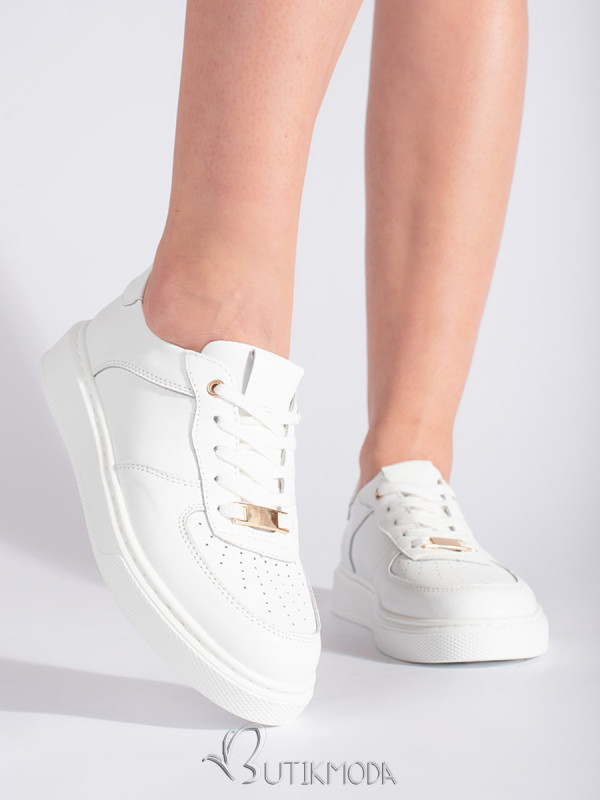 White Women's Leather Sports Shoes