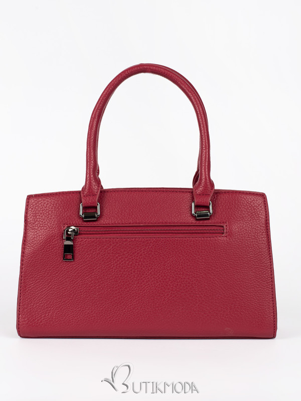 Red Classic Women's Handbag with Detachable Strap