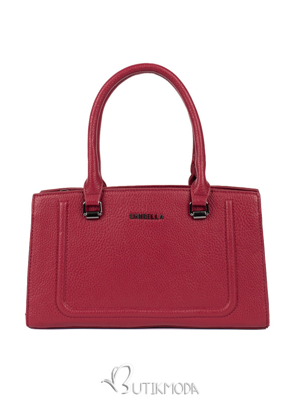 Red Classic Women's Handbag with Detachable Strap