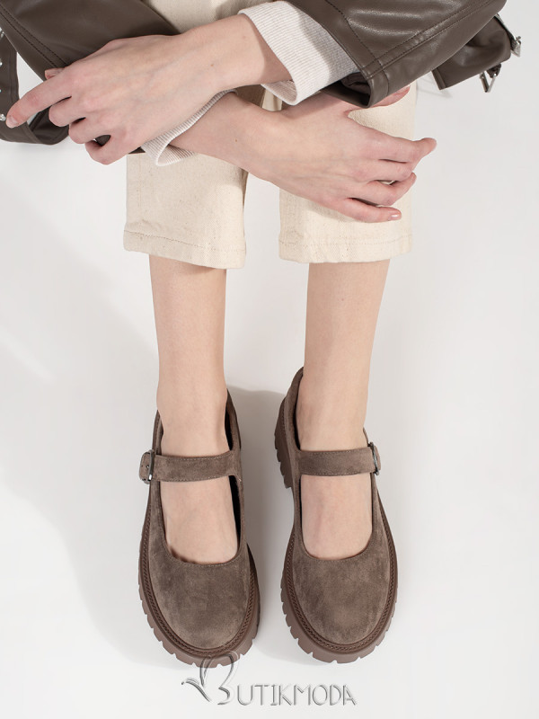 Beige Platform Shoes Made of Eco-Friendly Suede