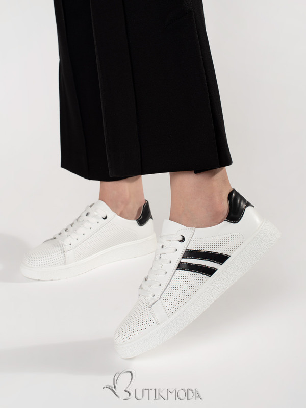 White Perforated Sneakers Made of Natural Leather