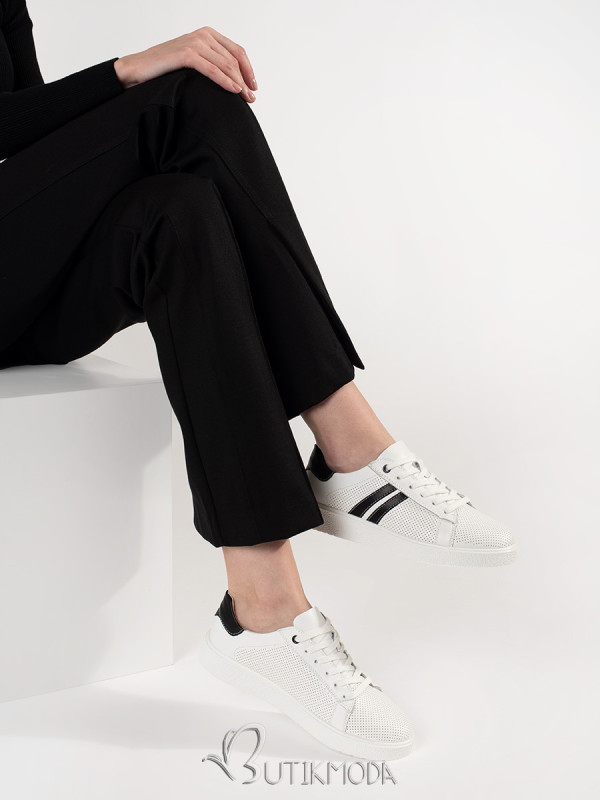 White Perforated Sneakers Made of Natural Leather