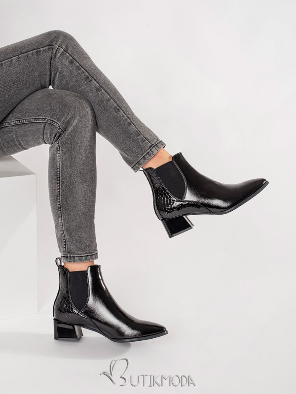 Black Women's Ankle Boots with Almond Toe