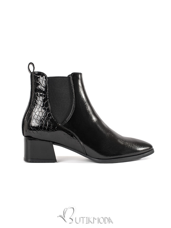 Black Women's Ankle Boots with Almond Toe