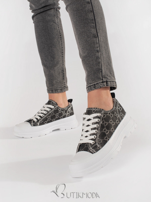 Black Platform Sneakers with Embellishments