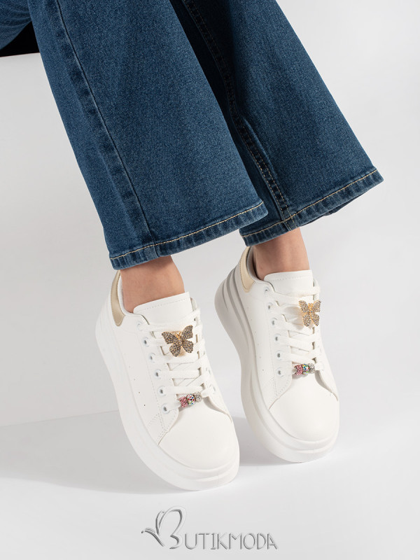 White Platform Sneakers with Accessories