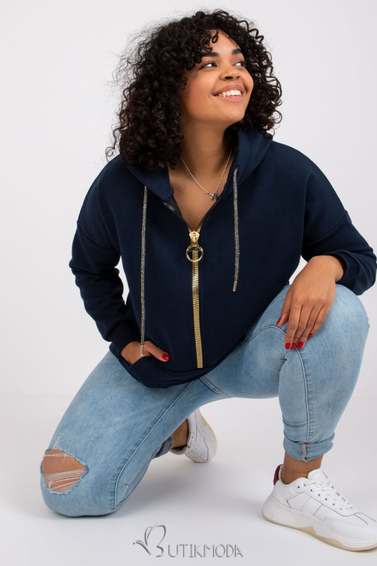 Women's Blue Hoodie with Gold Zipper