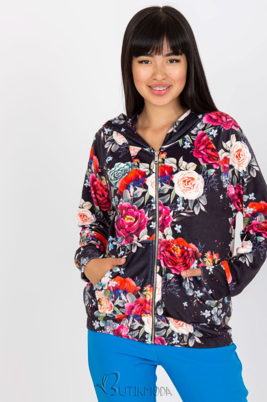 Women's Floral Pattern Hoodie with Hood