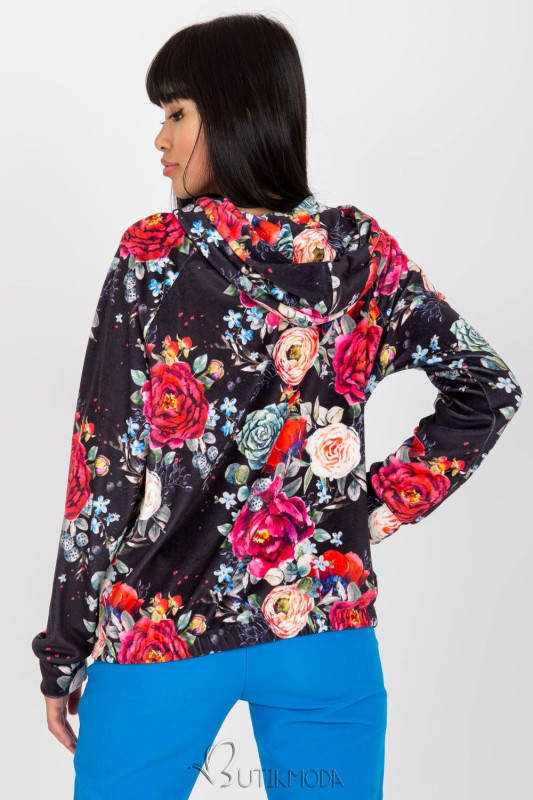 Women's Floral Pattern Hoodie with Hood