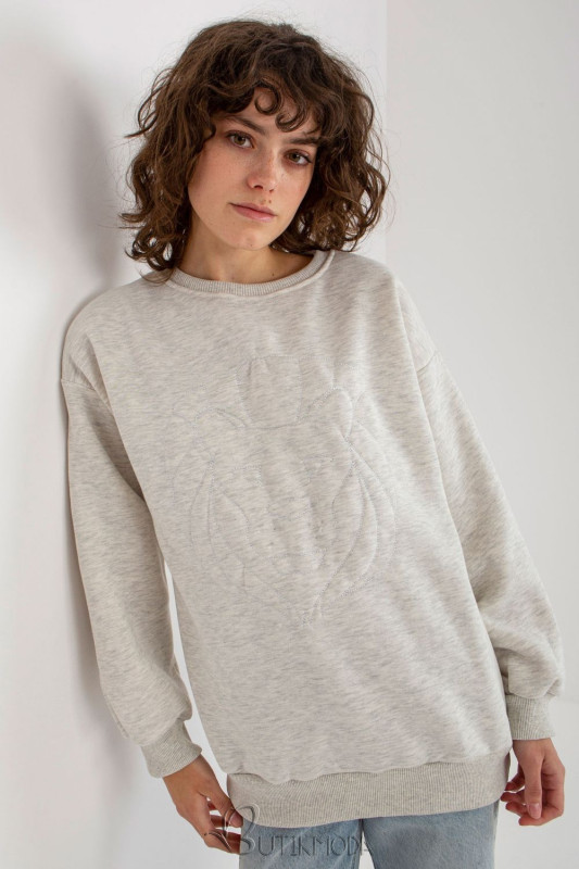 Gray Women's Sweatshirt with Embroidery