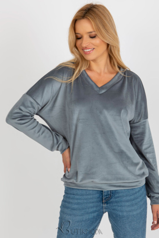 Elegant Women's Velour Pullover with V-Neck