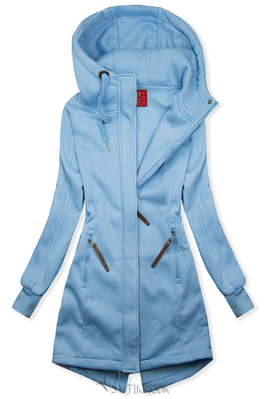 Baby blue elongated sweatshirt jacket