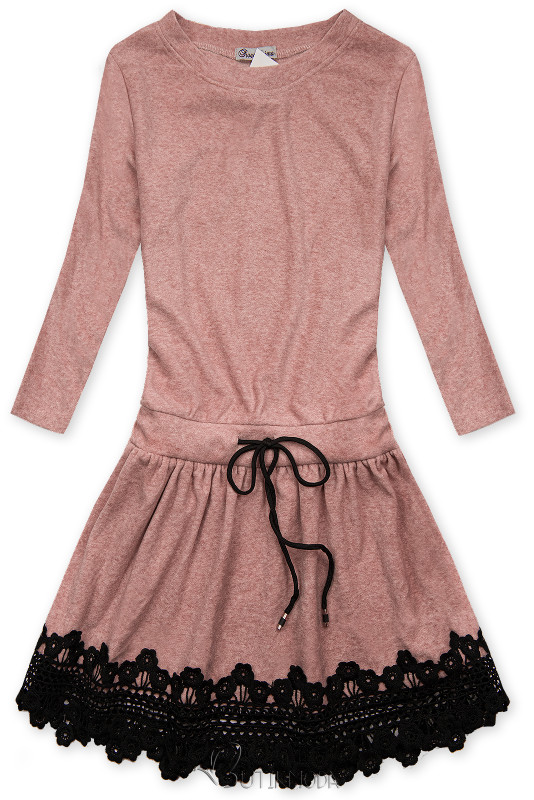 Light pink short dress with lace