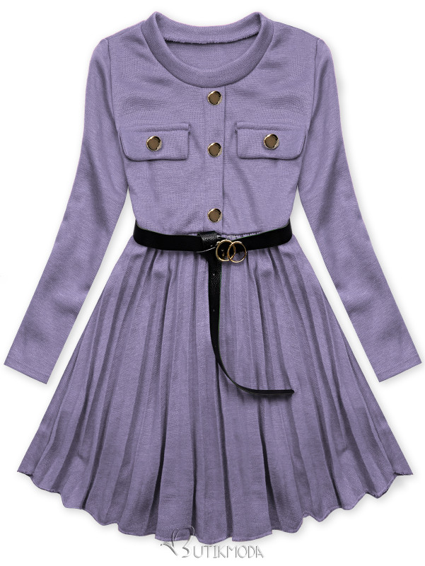 Purple girl's dress with a belt