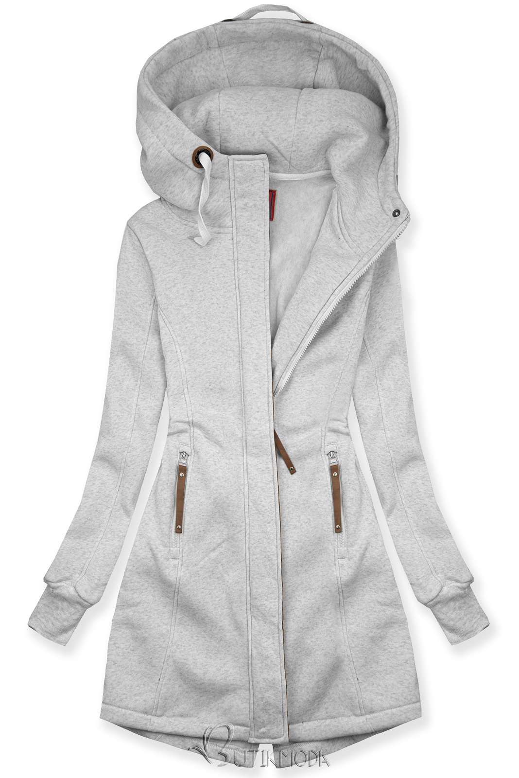 Light gray elongated sweatshirt jacket