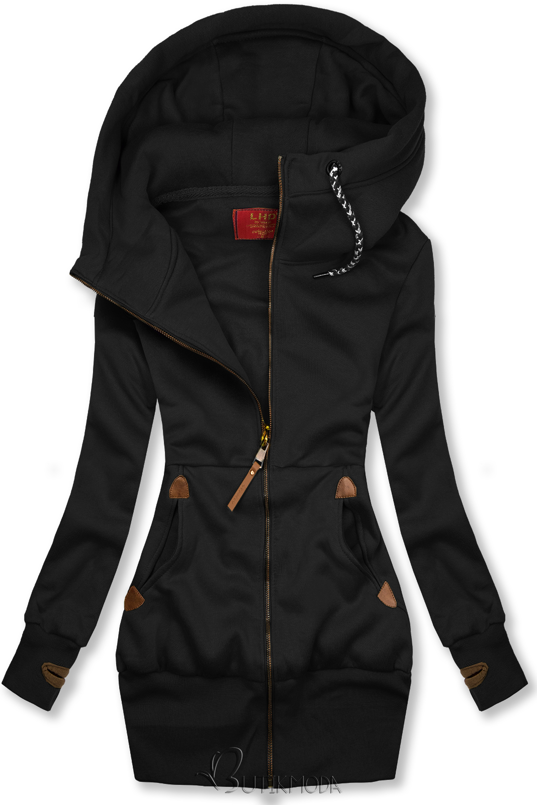 Basic elongated hoodie in black