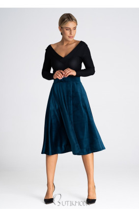 Teal Midi Skirt with Elastic Waistband