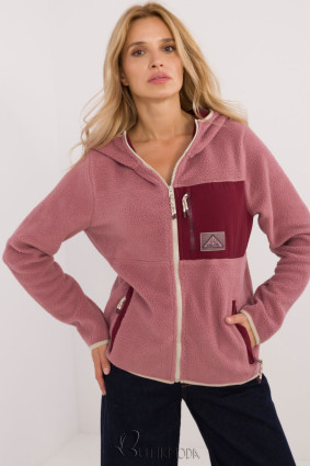 Dark Pink Women's Hoodie with Zipper