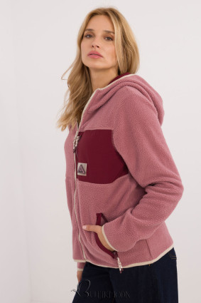 Dark Pink Women's Hoodie with Zipper