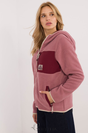 Dark Pink Women's Hoodie with Zipper