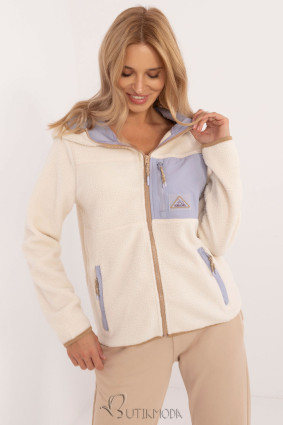 Beige Women's Hoodie with Zipper and Hood