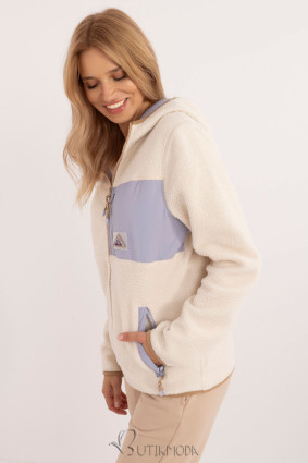 Beige Women's Hoodie with Zipper and Hood