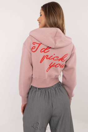 Short Pink Hoodie with Print