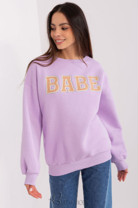 Women's Sweatshirt with "BABE" Print in Light Violet