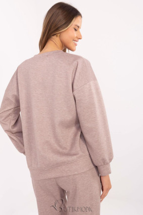 Beige Women's Sweatshirt with Decorative Heart